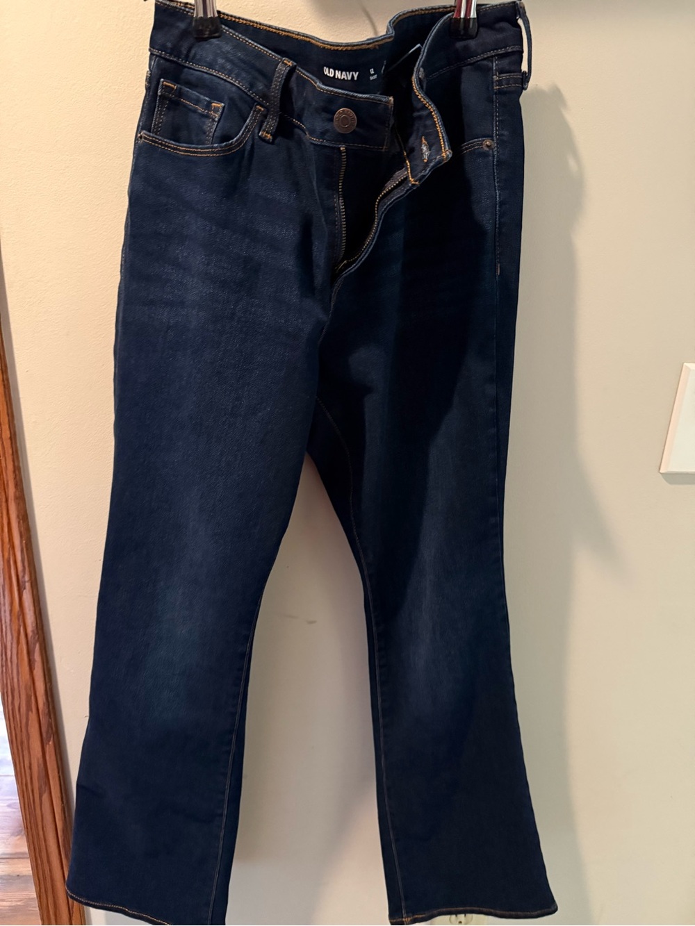 Old Navy Midrise Kicker Indigo Denim Jeans with Gold Stitching